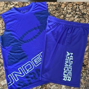 Excellent Condition Boys Under Armour Tank and Shorts Set Size Large